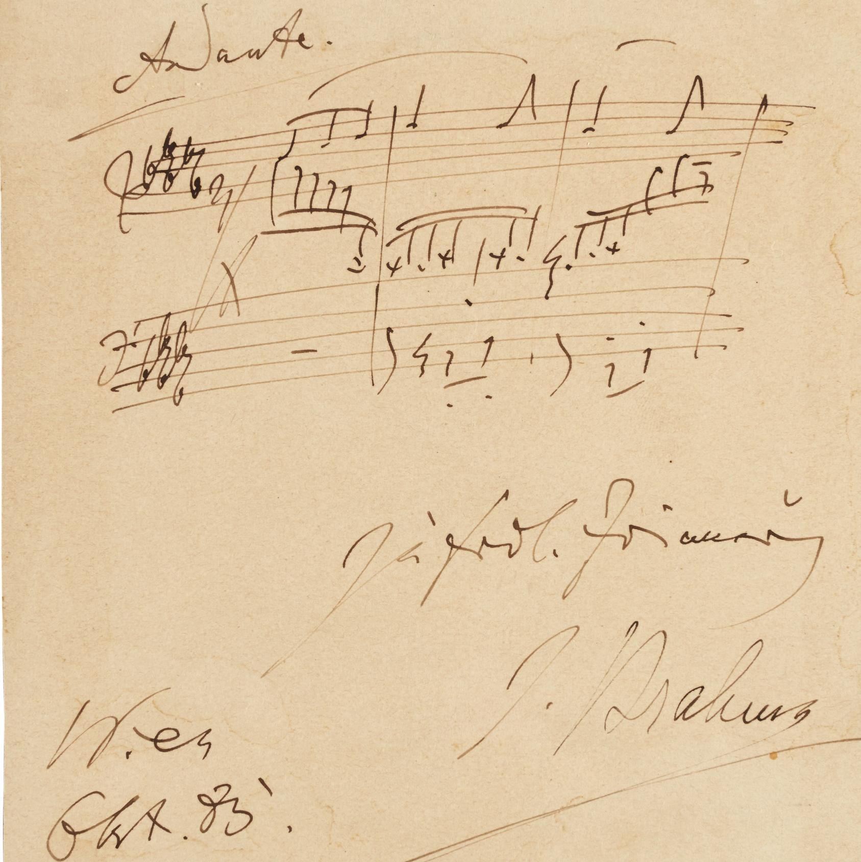 Fragmento de um manuscrito de Johannes Brahms